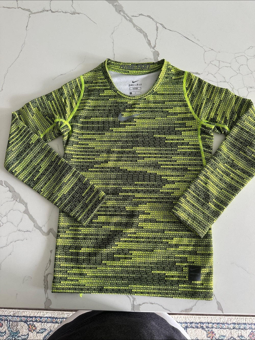 Nike Kids Neon Yellow & Black Long Sleeve Swim Rashguard
